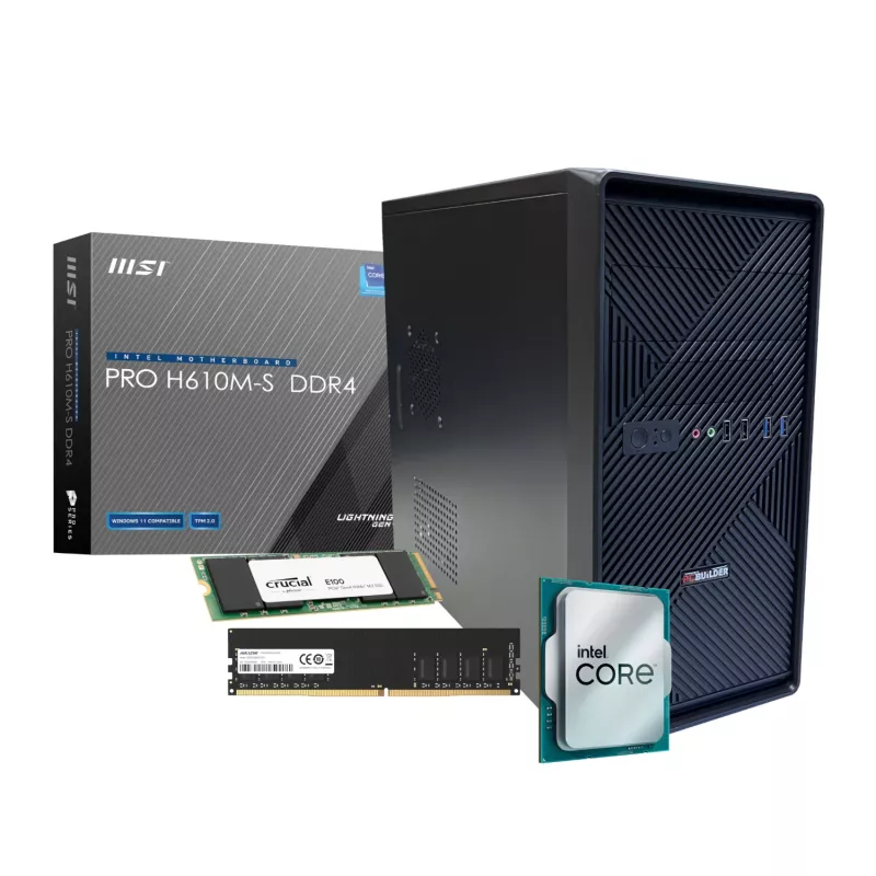 Stolový počítač PCBUiLDER HOME MASTER, Intel Core i3-14100, 8 GB DDR4, SSD M.2 NVMe 480 GB, Windows 11 Home
