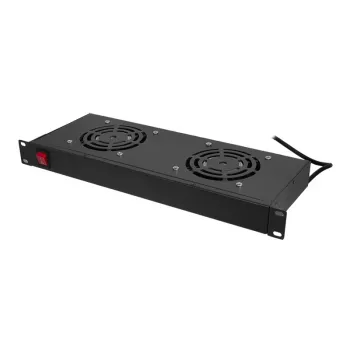 LogiLink FAU102B ventilačná jednotka 19″, 2 ventilátory, s vypínačom, 1U, čierna