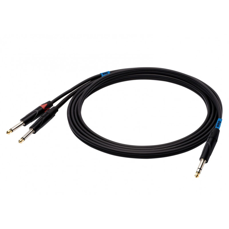 SSQ JSJM1 SS-1452 audio kábel, stereo jack – 2x mono jack, 1 m, čierny