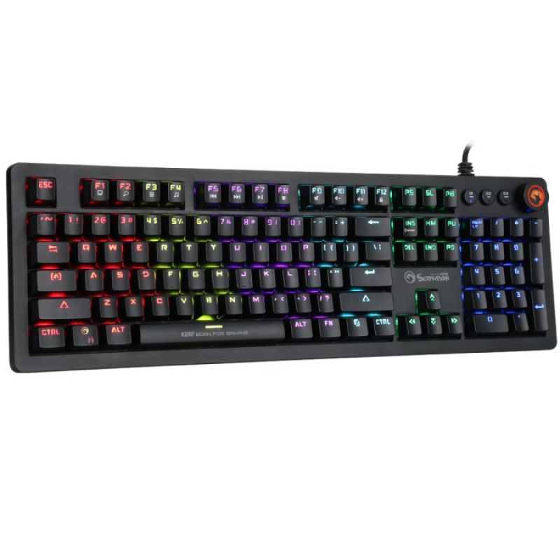Marvo KG917 mechanická herná klávesnica, rozloženie US, RGB, spínače Jixian Blue, USB, čierna