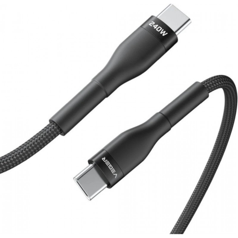 Veger CC03 kábel USB-C na USB-C, PD 48 V 5 A 240 W, 1,5 m, čierny