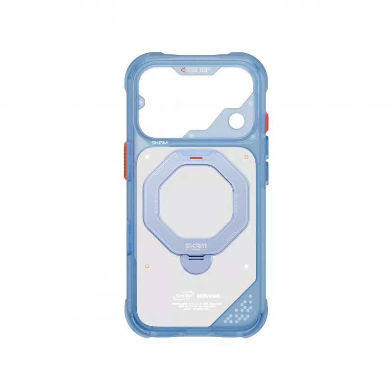 Skinarma Saturn Skin000483 kryt s MagSafe a RotatingKick Stand pre iPhone 18 Pro / 17 Pro, modrý