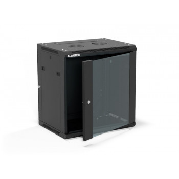 Alantec SW-12U-600-450-01-CA nástenná 19-palcová skriňa rack, 12U, 600x450, sklenené dvere, čierna