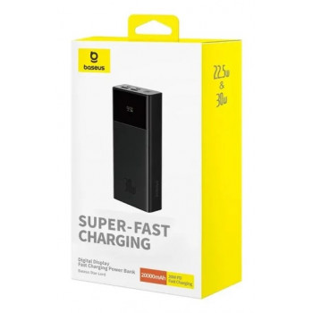 Baseus Star-Lord powerbanka, 20000 mAh, 30 W, s displejom a káblom, čierna