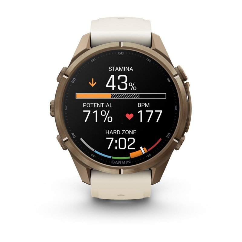 Garmin Fenix 9 Pro 010-04335-26 inteligentné hodinky, 43 mm, titán Autumn Gold, silikónový remienok krémový/francúzsky sivý