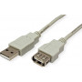 Secomp STANDARD predlžovací kábel USB 2.0, typ A-A, vidlica/zásuvka, béžový, 3 m