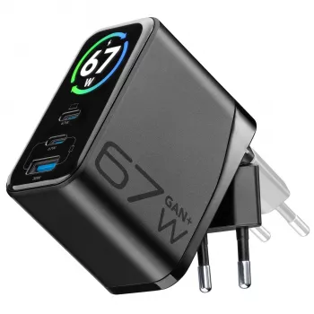 Cellularline TFT Multiport Charger 67 W rýchlonabíjačka, GaN, 2 x USB-C, 1 x USB-A