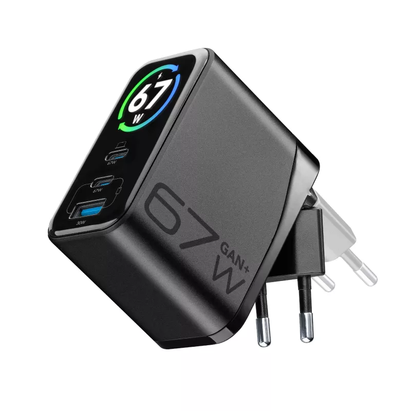 Cellularline TFT Multiport Charger 67 W rýchlonabíjačka, GaN, 2 x USB-C, 1 x USB-A