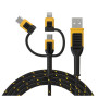 USB kábel Dewalt DXMA131-1356-DWG USB-A na USB-C + microUSB + Lightning, 1,8 m, čierny