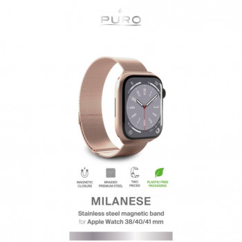 Puro Milanese PUMILAW40ROSE remienok z nehrdzavejúcej ocele pre Apple Watch 38/40/41 mm, ružový