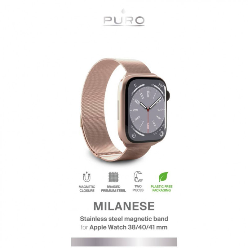 Puro Milanese PUMILAW40ROSE remienok z nehrdzavejúcej ocele pre Apple Watch 38/40/41 mm, ružový