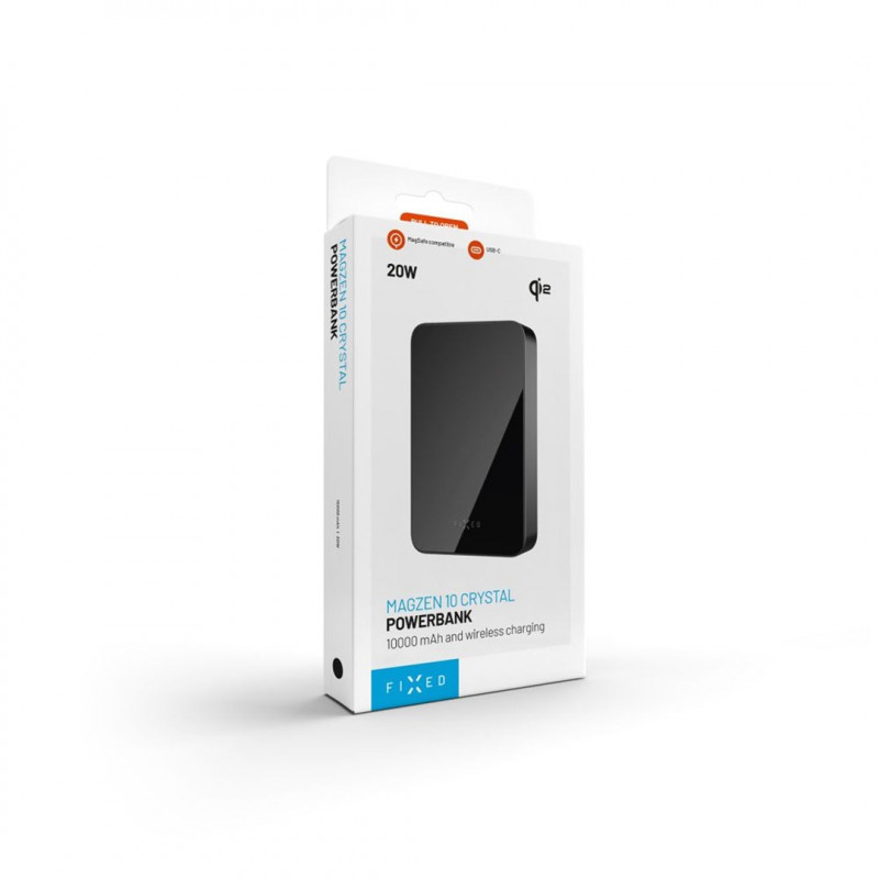 Fixed MagZen 10 Crystal externá batéria, Qi2, 10000 mAh, čierna