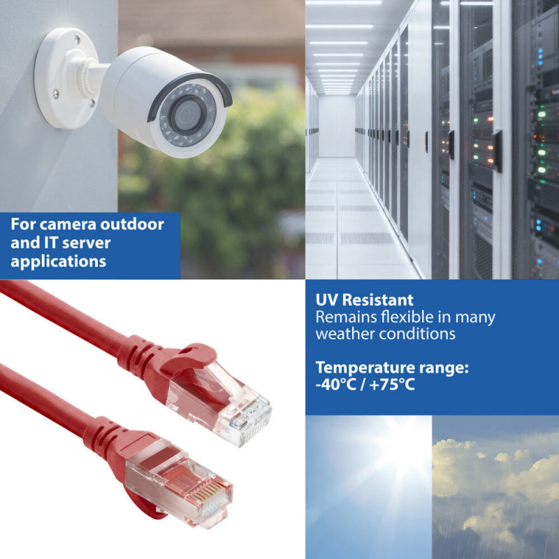 ACT FC1552 prepojovací kábel U/UTP CAT6A ultraflexibilný, 0,25 m, TPE, RJ45 s ochranou západky, červený