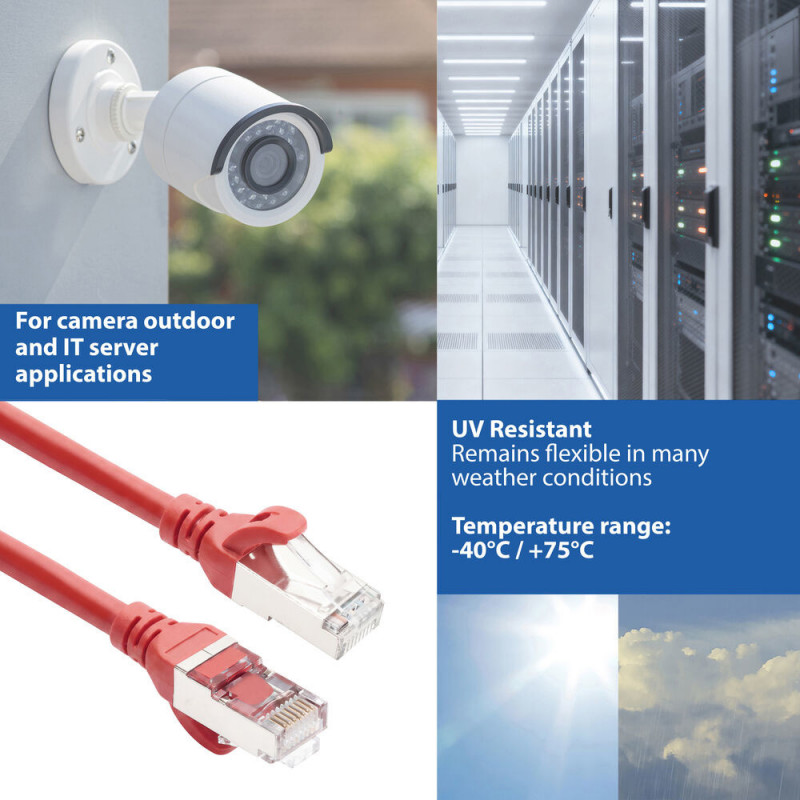 ACT FC2552 ultraflexibilný prepojovací kábel CAT6A S/FTP, 0,25 m, TPE, RJ45, s ochranou západky, červený