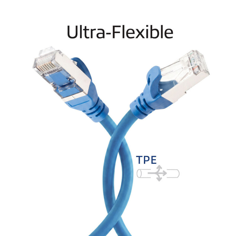 ACT FC2602 ultraflexibilný prepojovací kábel CAT6A S/FTP, 2 m, TPE, RJ45, s ochranou západky, modrý