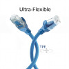 ACT FC1600 ultraflexibilný prepojovací kábel CAT6A U/UTP s konektormi RJ45, 0,5 m, TPE, s ochranou proti zachytávaniu, modrý