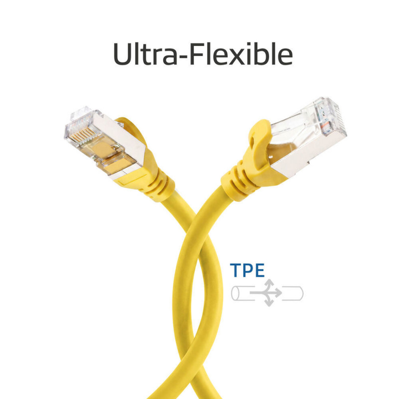 ACT FC2800 prepojovací kábel S/FTP CAT6A, 0,5 m, TPE, ultraohybný, s ochranou proti zachyteniu, RJ45, žltý