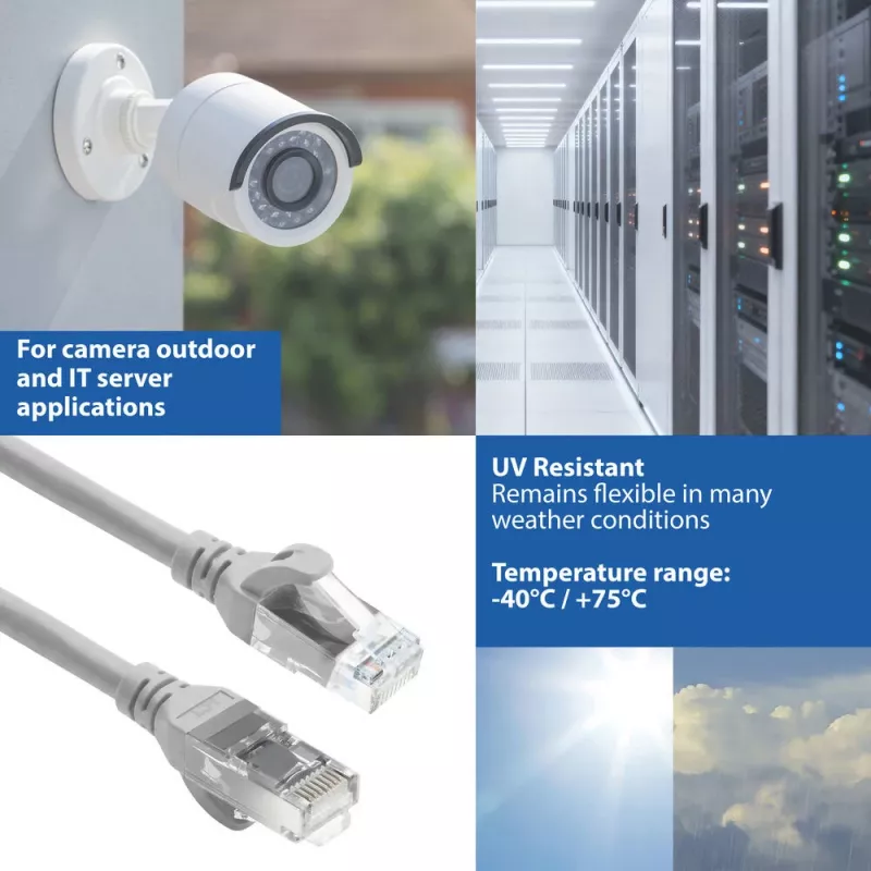 ACT FC1000 ultraflexibilný prepojovací kábel, U/UTP CAT6A, TPE, RJ45 s ochranou západky, 0,5 m, sivý