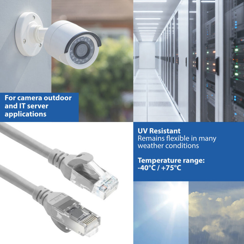 ACT FC1005 ultraflexibilný prepojovací kábel, U/UTP CAT6A, TPE, RJ45 s ochranou západky, 5 m, sivý