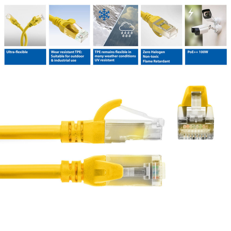 ACT FC1810 prepojovací kábel U/UTP CAT6A z TPE, ultraflexibilný, s konektormi RJ45, 10 m, žltý