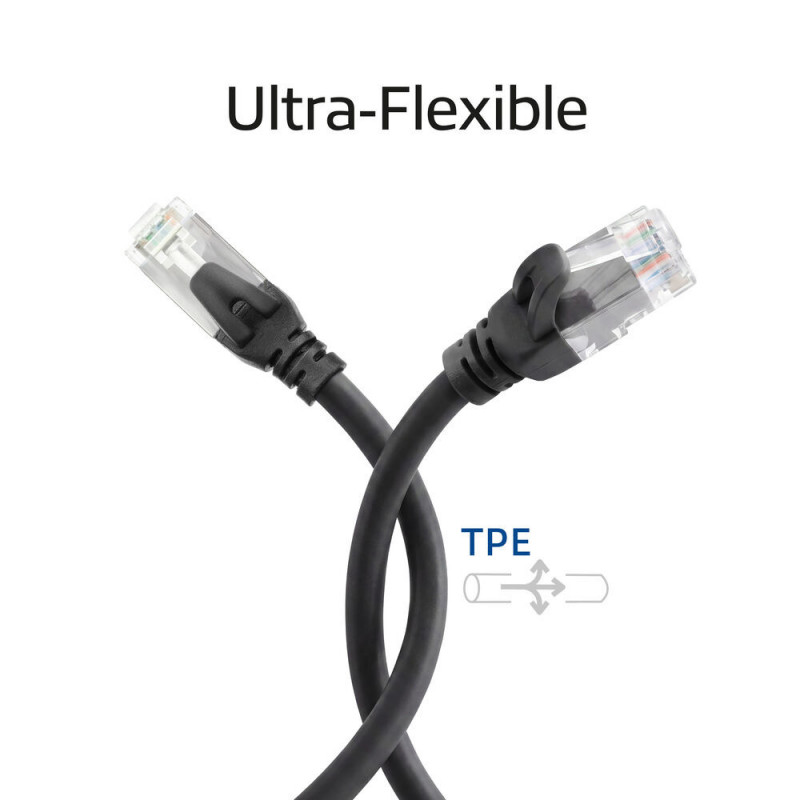 ACT FC1902 CAT6A U/UTP extra ohybný prepojovací sieťový kábel, 2 m, TPE, RJ45 s ochranou proti zachyteniu, čierny