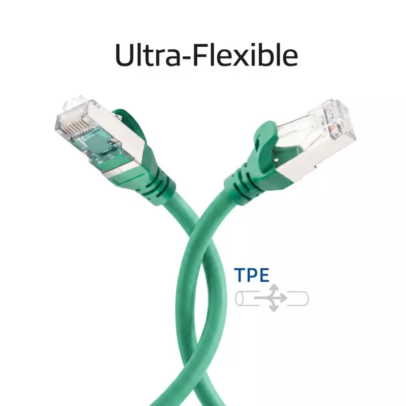 ACT FC2751 prepojovací kábel S/FTP CAT6A, 1,5 m, TPE, veľmi flexibilný, RJ45, zelený