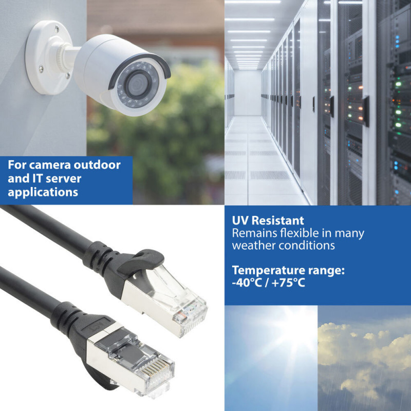ACT FC2901 prepojovací kábel S/FTP CAT6A ultraflexibilný, TPE, s konektormi RJ45 bez zachytávania, 1 m, čierny
