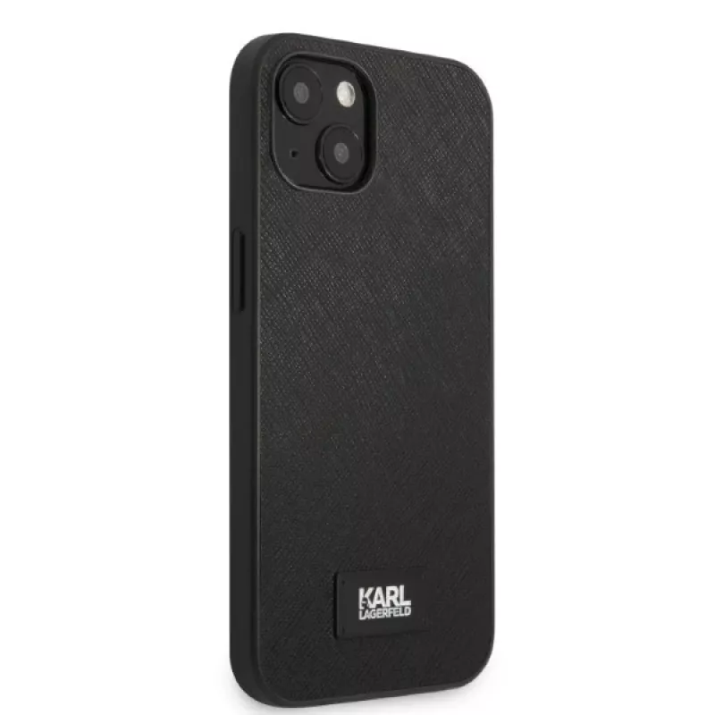 Karl Lagerfeld KLHCP13MSFMP2K pevné puzdro pre iPhone 13 / 14 / 15, Saffiano Plaque, čierne