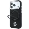Karl Lagerfeld KF003216 Ring Stand 360 Choupette Head Pin MagSafe puzdro pre iPhone 18 Pro Max / 17 Pro Max, čierne