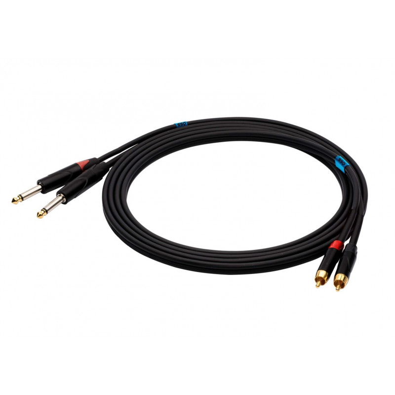 SSQ RCAJM1 SS-1427 audio kábel, 2x RCA – 2x mono jack 6,3 mm, 1 m, čierny