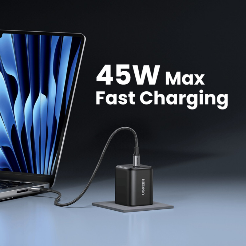 Ugreen X526 nabíjačka 45 W, 2 x USB-C, GaN, čierna