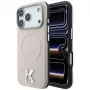Karl Lagerfeld Grained Embossed Ring & Kameo Logo MagSafe puzdro na iPhone 18 Pro Max / 17 Pro Max, béžové