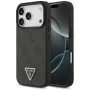 Guess Leather 4G Triangle Strass MagSafe puzdro na iPhone 18 Pro / 17 Pro, čierne