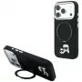 Karl Lagerfeld Ring Stand 360 Karl & Choupette Heads Pin puzdro s MagSafe pre iPhone 18 Pro / 17 Pro, čierne