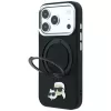 Karl Lagerfeld Ring Stand 360 Karl & Choupette Heads Pin puzdro s MagSafe pre iPhone 18 Pro / 17 Pro, čierne