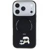 Karl Lagerfeld Ring Stand 360 Karl & Choupette Heads Pin puzdro s MagSafe pre iPhone 18 Pro / 17 Pro, čierne