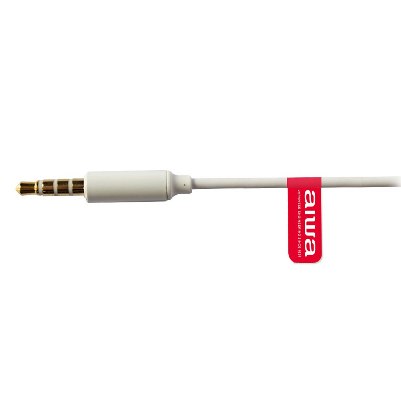 Aiwa ESTM-500W drôtové slúchadlá do uší s mikrofónom, konektor 3,5 mm, biele