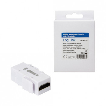 LogiLink NK0014R spojka HDMI keystone A/F na HDMI A/F, 4K/30 Hz, opakovač, biela