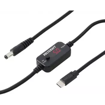 VOLTCRAFT VC-18735745 USB menič napätia, DC konektor 5,5 x 2,1 mm, USB-C PD/DC, nastaviteľné výstupné napätie, s DC adaptérom, čierny