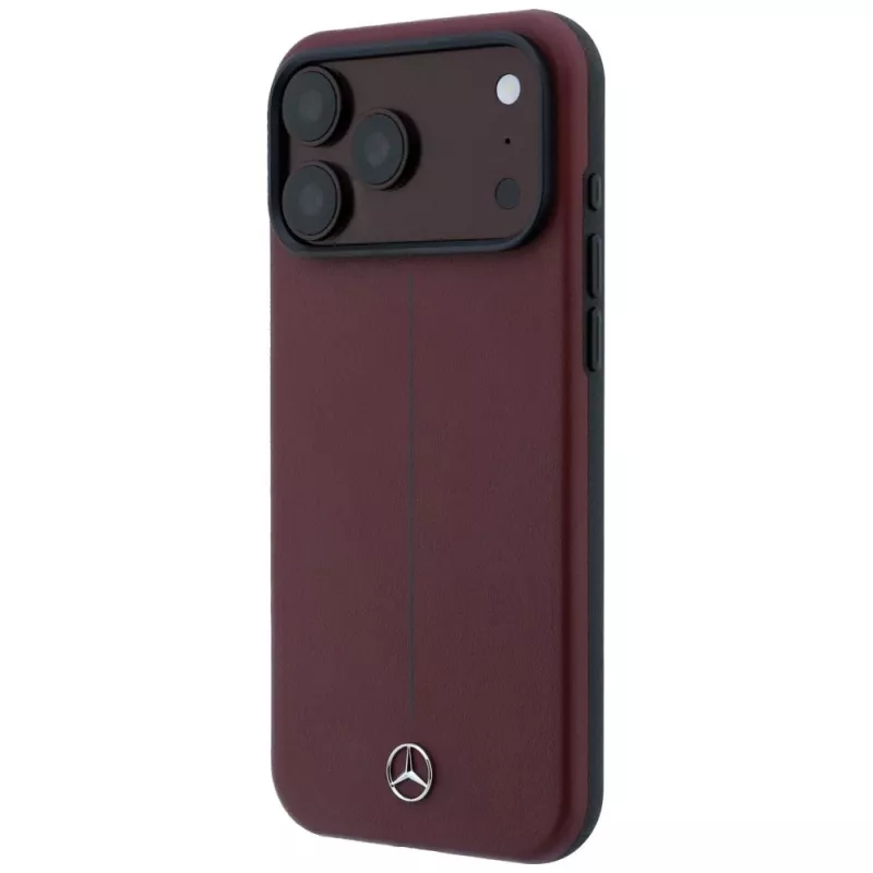 Mercedes Mer008834 Leather Semi Wrap Iconic Line puzdro MagSafe pre iPhone 18 Pro / 17 Pro, bordové