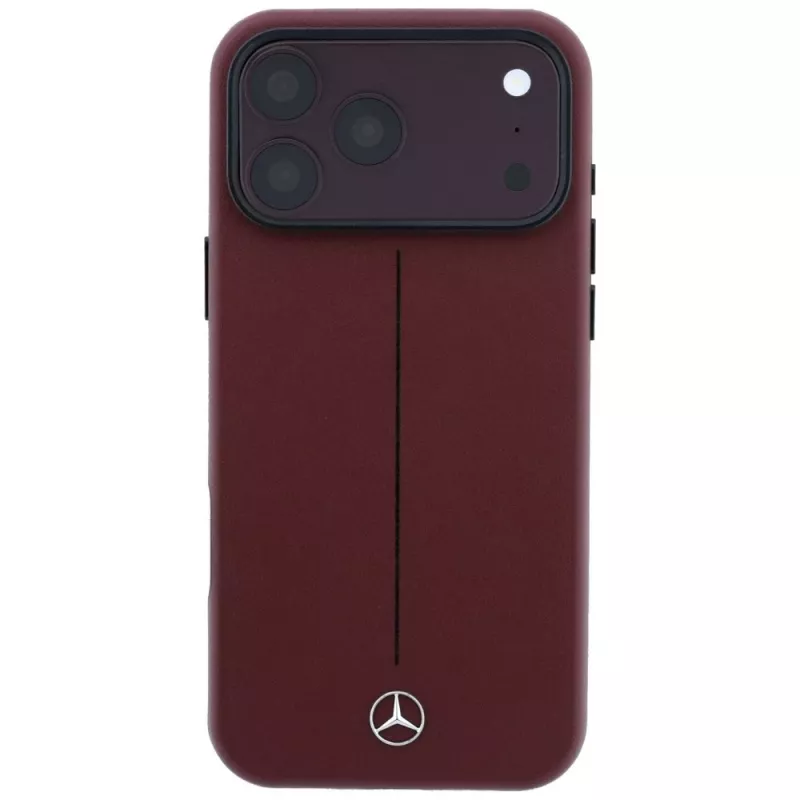 Mercedes Mer008834 Leather Semi Wrap Iconic Line puzdro MagSafe pre iPhone 18 Pro / 17 Pro, bordové