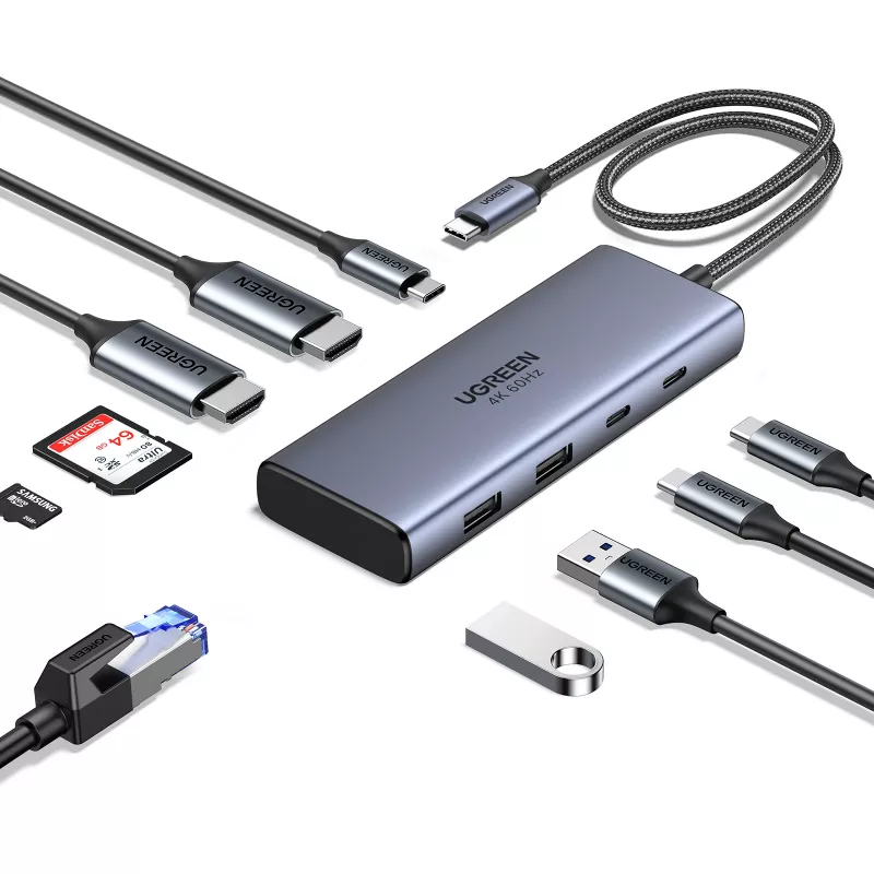 Ugreen CM498 USB rozbočovač, 1x USB-C PD, 2x USB-C, 2x USB-A 3.2 Gen2 (45379)