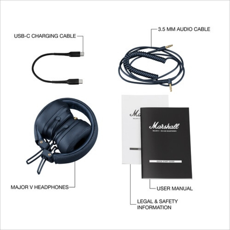 Marshall Major V bezdrôtové slúchadlá, Bluetooth 5.3, Midnight Blue