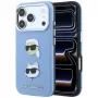 Karl Lagerfeld KF003247 puzdro Saffiano s Karl & Choupette Heads Pins & Logo pre iPhone 18 Pro / 17 Pro, svetlomodré