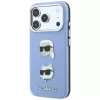 Karl Lagerfeld KF003247 puzdro Saffiano s Karl & Choupette Heads Pins & Logo pre iPhone 18 Pro / 17 Pro, svetlomodré