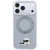 Puzdro Karl Lagerfeld KF003229 s prstenovým stojanom 360 Karl & Choupette Heads Pin MagSafe pre iPhone 18 Pro / 17 Pro, sivé