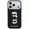 Karl Lagerfeld KF003249 Saffiano with Karl & Choupette Heads Pins & Logo puzdro na iPhone 18 Pro / 17 Pro, čierne
