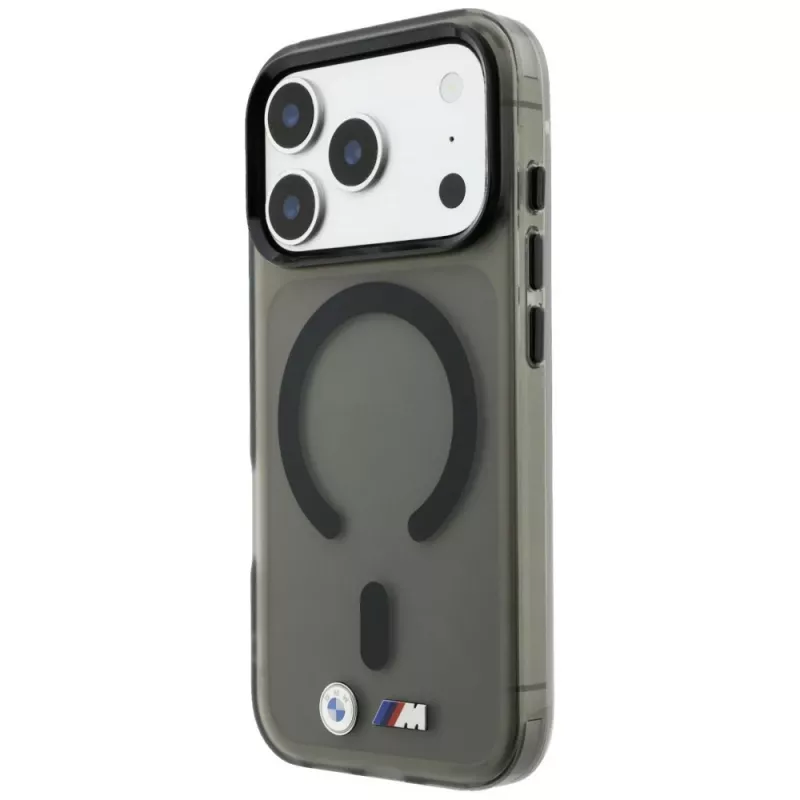 BMW BMW001309 M IML Frosted Metal Logo & Trims MagSafe puzdro pre iPhone 18 Pro / 17 Pro, čierne