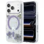Guess Resin Flowers Glitter MagSafe puzdro pre iPhone 18 Pro Max / 17 Pro Max, fialové