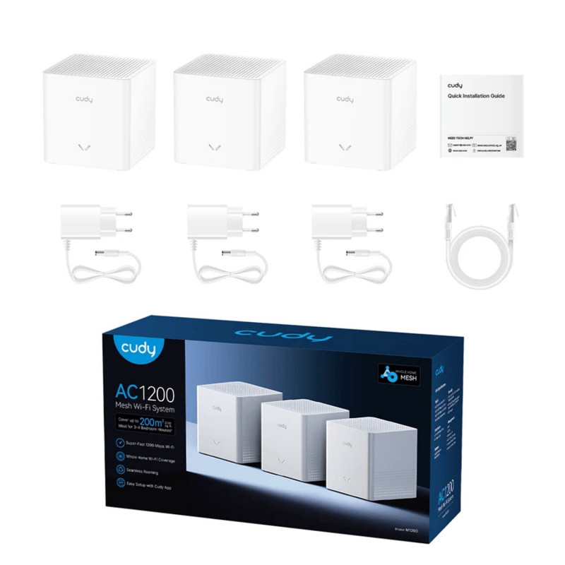 Cudy M1200 2.0 AC1200 Mesh Wi-Fi systém (3 ks)